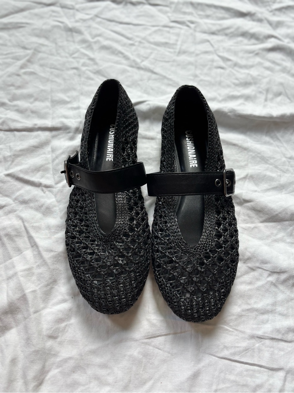 Black Crochet Mary Jane Flats